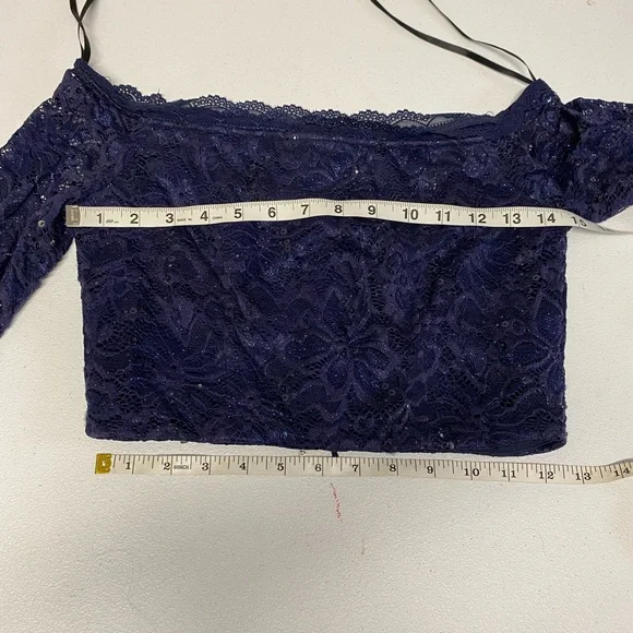 A.Byer  Blue Floral Long Sleeve 2 Piece Pleated Prom Dress - Picture 10 of 15